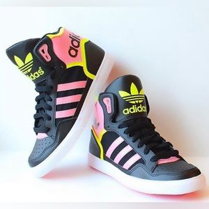 Adidas Extaball Neon High Top Women’s Sneakers Shoes Size 6 - Great Condition!